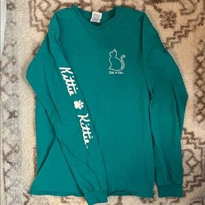 Teal Long-Sleeve Graphic Tee - Cat Logo